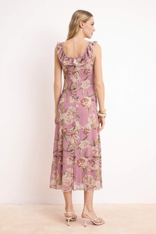 Vestido midi - Rosa y verde claro