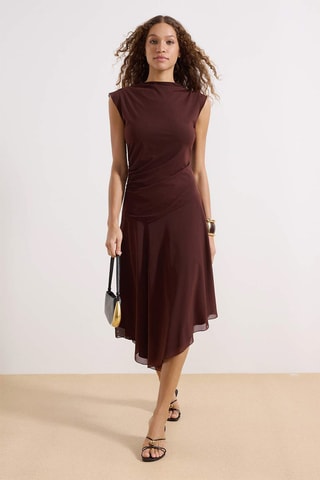 Vestido drapeado - Marrón