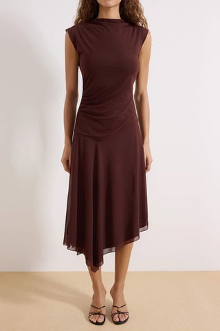 Vestido drapeado - Marrón