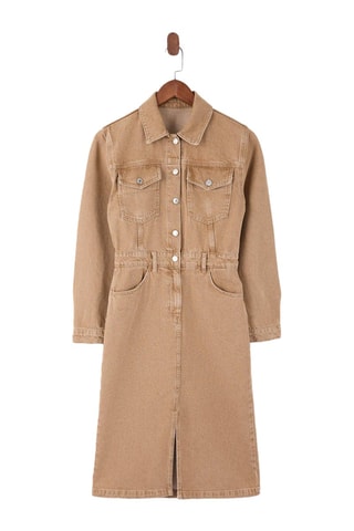 Vestido recto vaquero - Beige