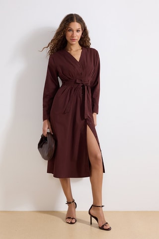 Vestido camisero - Marrón