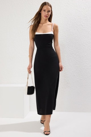 Vestido efecto doble prenda - Negro