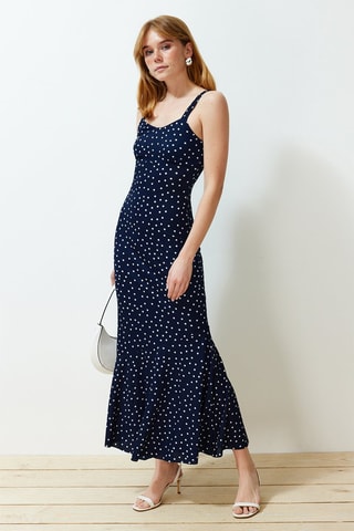Vestido comprido - Azul-marinho