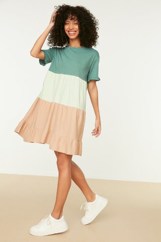Robe droite Vert d'eau et abricot