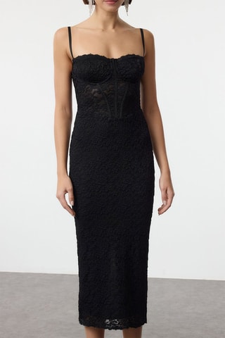 Vestido midi regular fit - Negro