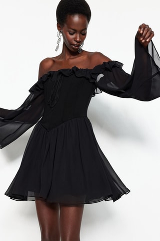 Vestido evasé - Negro