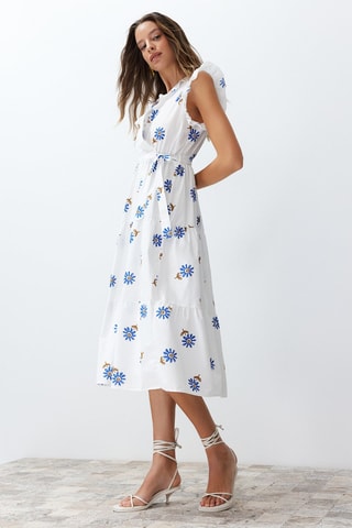 Vestido evasé - Blanco