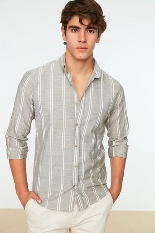 Camisa slim fit - Caqui