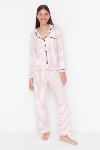 Pijama - Rosa empolvado y blanco
