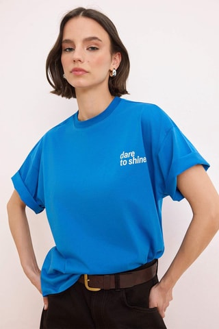 Camiseta oversize - Azul cobalto