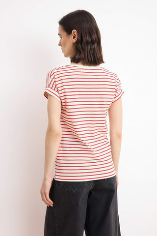 Camiseta regular fit - Rojo y crudo