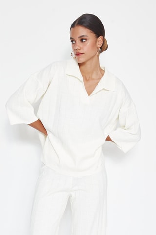 Blusa y pantalón wide leg - Crudo
