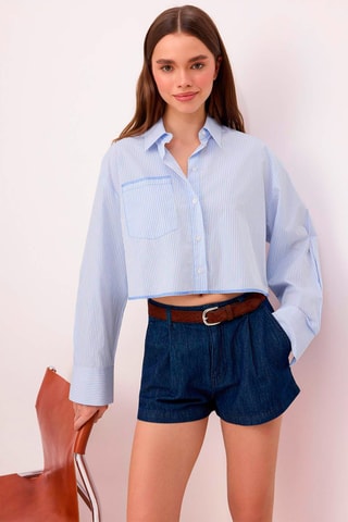 Short vaquero de tiro alto - Azul marino