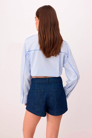 Short vaquero de tiro alto - Azul marino