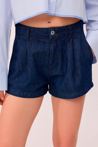 Short vaquero de tiro alto - Azul marino