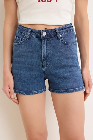 Short vaquero de tiro alto - Azul marino