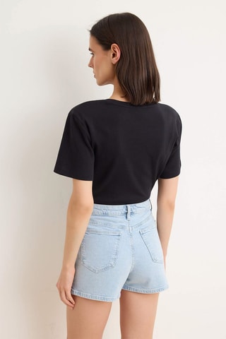 Short vaquero de tiro alto - Celeste