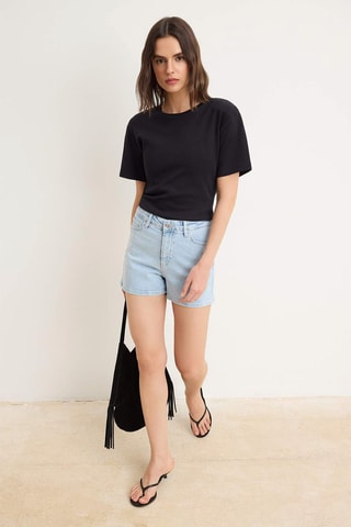 Short vaquero de tiro alto - Celeste