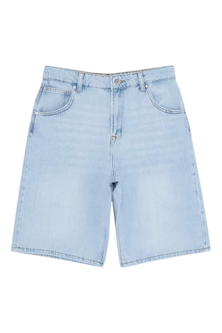 Bermudas vaqueras de tiro alto - Celeste