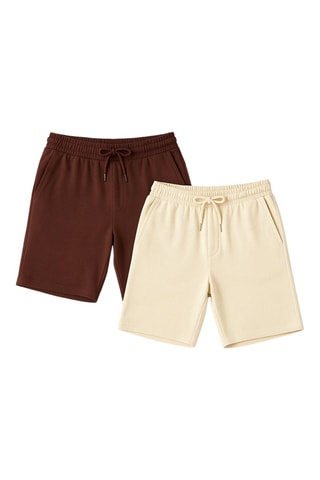2 bermudas - Marrón y beige