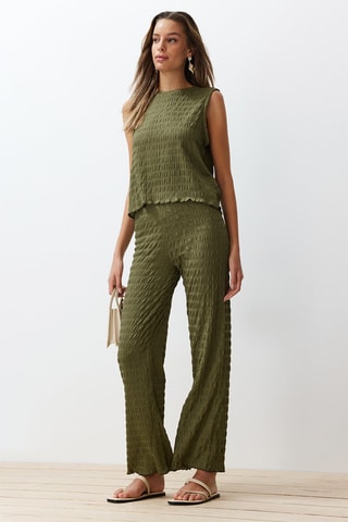 Blusa y pantalón de tiro alto - Caqui