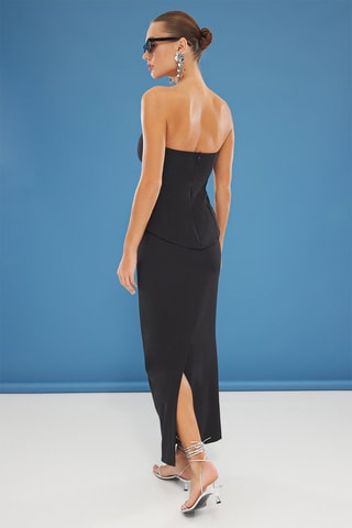 Top bustier et jupe longue taille haute - Noir