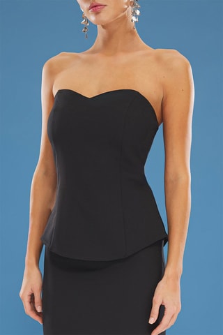 Top bustier et jupe longue taille haute - Noir
