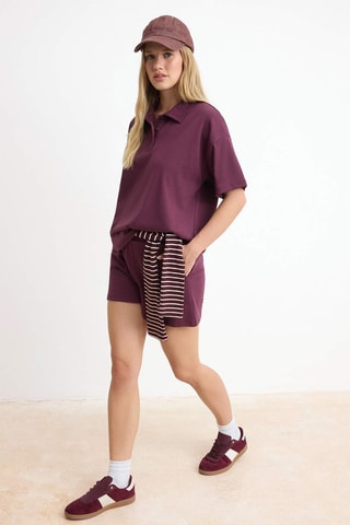 Polo oversize y short - Violeta