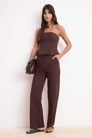 Top bustier y pantalón - Marrón