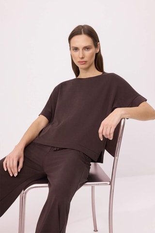 Camiseta y pantalón wide leg - Topo