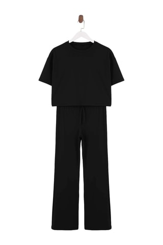 Camiseta y pantalón recto - Negro