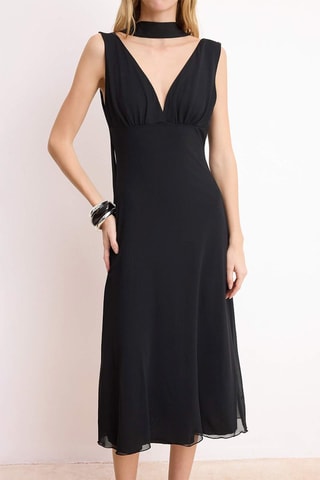 Fular y vestido midi - Negro