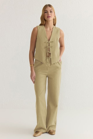 Chaleco y pantalón wide leg de tiro alto - Amarillo