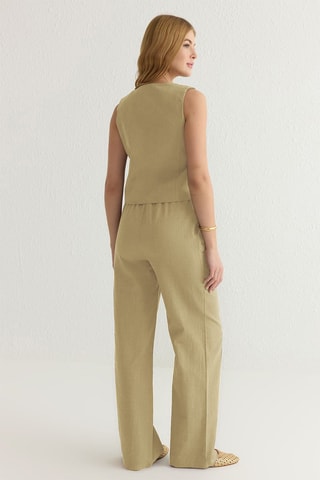 Chaleco y pantalón wide leg de tiro alto - Amarillo