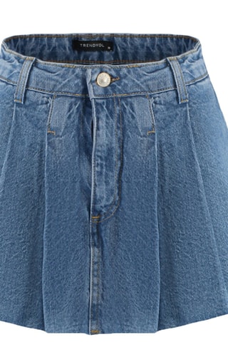 Falda pantalón vaquera de tiro alto - Azul claro