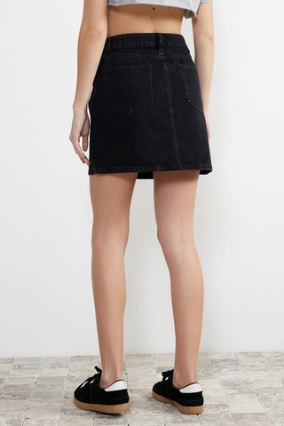 Falda recta vaquera - Negro