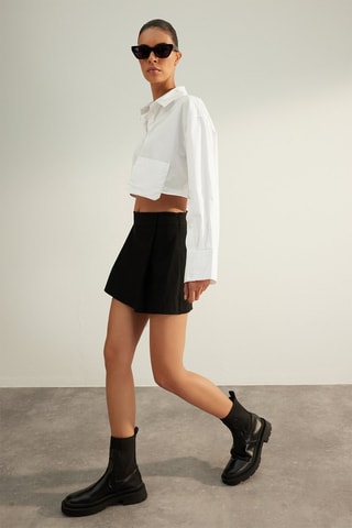Falda pantalón plisada - Negro