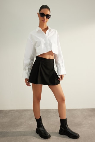 Falda pantalón plisada - Negro