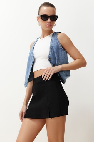 Falda pantalón de tiro alto - Negro