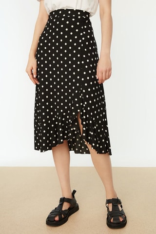 Falda midi de talle alto - Negro