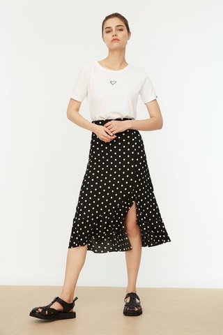 Falda midi de talle alto - Negro