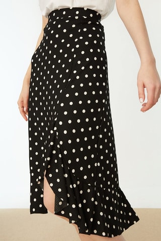 Falda midi de talle alto - Negro