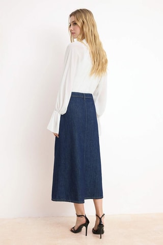 Falda midi vaquera - Azul