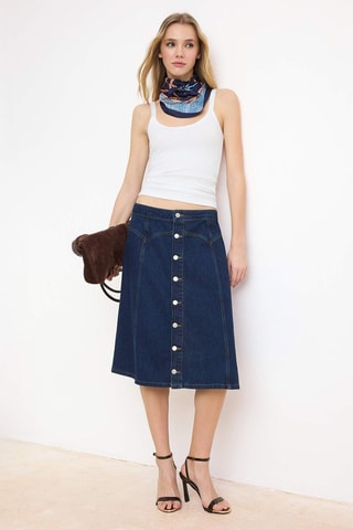Falda midi vaquera - Azul