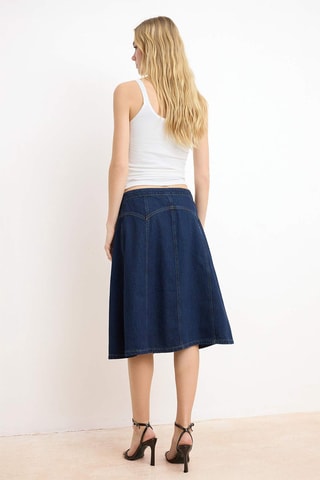 Falda midi vaquera - Azul