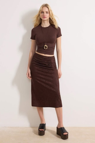 Falda midi - Marrón oscuro