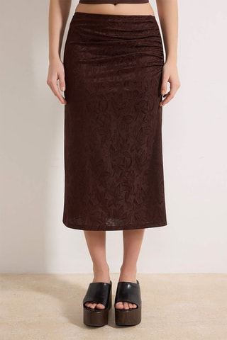 Falda midi - Marrón oscuro