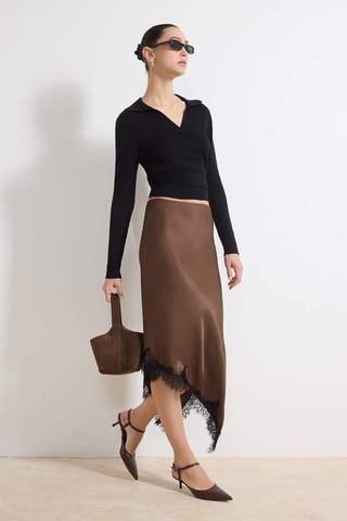 Falda midi - Marrón oscuro