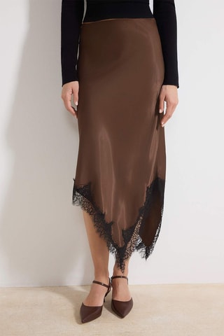 Falda midi - Marrón oscuro
