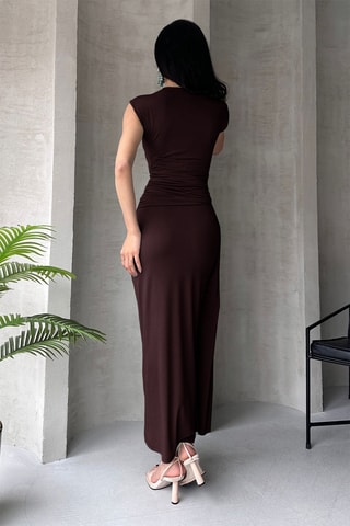 Vestido drapeado - Marrón oscuro